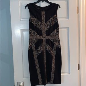 BCBG Black and Lace Detailed Cocktail Dress